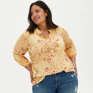 Torrid Crinkle Gauze Button-Front Top